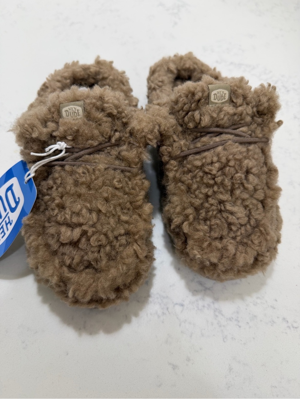Hey Dude Kids Plush Sherpa Slip-Ons in Camel Brown